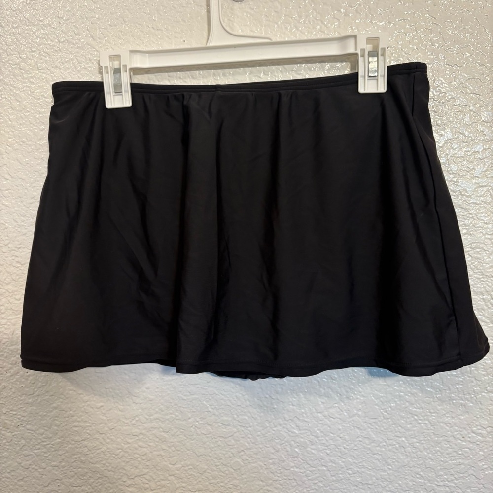 24th & Ocean Black Swim Skirt Bottom Women Medium High Waisted Tummy Control - Picture 2 of 7